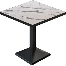 GGM Möbel BPA | Bistro Tisch | Quadratisch | Schwarzer Rand | 80 x 80 x 78,5 cm | Weiß Marmor / Schwarz