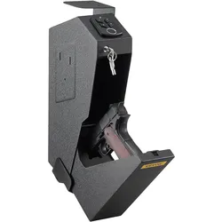 VEVOR Tresor Feuerfest mit Schlüssel 7.3 x 19 x 35.5 cm, Tresor mit Zahlenschloss 3,3 kg, Pistolentresor Feuerfest Wasserdicht mit Fingerabdruck, Möbeltresor Elektronikschloss mit Stahlkonstruktion