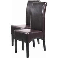 2er-Set Stuhl Latina, Esszimmerstuhl Lehnstuhl, Leder ~ braun, dunkle Beine