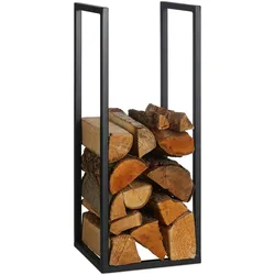 Relaxdays Kaminholzregal, Metall, HBT: 75x30x30 cm, Brennholzregal innen, für Feuerholz, Stapelholz, Brennholz, schwarz