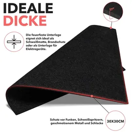 evocamp Feuerfeste Unterlage - Hitzeschutzmatte hitzebeständig bis 982 °C - Lötmatte als feuerfeste Matte für sicheren Brandschutz - Brandschutzmatte als ideale Feuerschutzmatte (30cm x 30 cm mit Hitzeschutz