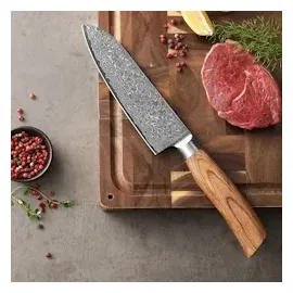 Wakoli Edib Pro 3er Damastmesser-Set I Holzbox I 8-16cm Klinge I Pakkaholzgriffe