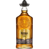 Sierra Antiguo Añejo (1 x 700 ml) – reiner Tequila Añejo aus 100 % Blaue Weber Agave – reift bis zu 2 Jahre in Bourbon-Fässern  – ideal für Cocktails wie Margaritas – 40 % Alk.