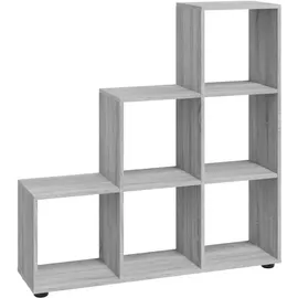 vidaXL Bücherregal Treppenregal 107 x 30 x 107 cm Grau Sonoma