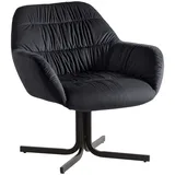 FineBuy Clubsessel Samt Schwarz, Metall Cocktailsessel Schalenstuhl