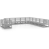 vidaXL 11-tlg. Garten-Lounge-Set Grau Kiefer Massivholz
