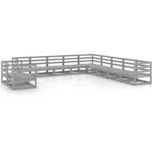 vidaXL 11-tlg. Garten-Lounge-Set Grau Kiefer Massivholz