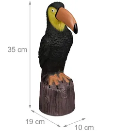 Relaxdays Gartenfigur Vogel, HBT: 35 x 10 x 19 cm, zum Hinstellen, Kunststoff, wetterfeste Gartendeko, schwarz/braun