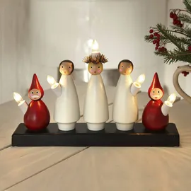 Star Trading Dekoleuchte Luciakör Holz, rot-weiß