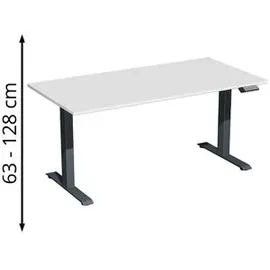 Geramöbel Schreibtisch Elevate Plus, elektrisch höhenverstellbar, HxBxT 630-1.280 x 1.600 x 800 mm, lichtgrau/anthrazit
