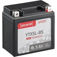 Accurat Sport AGM YTX5L-BS Motorradbatterie 5Ah, 12V, (DIN 50412) YB4L-B YT5L-BS CTX5L-BS