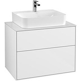 Villeroy & Boch Finion Waschtischunterschrank für Aufsatzbecken| Breite 800 mm##Ohne Beleuchtung | Ohne Hahnlochbohrung Memento .. F09100GF 80x60,3x50,1cm, Glossy White Lacquer