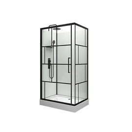 Marwell Dusche Komplett Marwell Komplettdusche Bricks 110 x 80 cm - Komplett Set inkl. Duschwanne und Armatur - Eckdusche mit Fronteinstieg