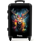 NoBoringSuitcases.com NoBoringSuitcases.com® Handgepäck Koffer Reisekoffer, Reisetasche mit Geweih zwischen Graffiti-Spray - Kombinationsschloss TSA Schloss, Koffer Klein, Graffiti-Druck