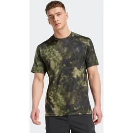 adidas Herren Shirt Train Essentials Seasonal Allover-Print, Größe L in Grün OLISTR