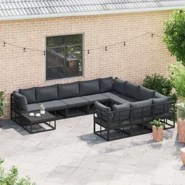 vidaXL Garten-Lounge-Set 11-tlg. schwarz Aluminium