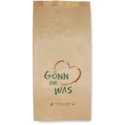 500 Bäckerfaltenbeutel Papier braun "Gönn dir was" 20+7x42cm