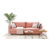 Sofagarnitur 3+3 Sitzer Schlafsofa Couch Bettfunktion Design Couch Textil Rosa