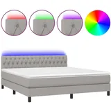 vidaXL Boxspringbett mit Matratze & LED Hellgrau 180x200 cm Stoff