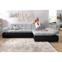 DOMO collection Ecksofa DOMO COLLECTION "Moric, L-Form, XXL-Sofa - Breite 300cm, viel Platz, auch in Cord", silber (schwarz, silber), B:300cm H:80cm T:172cm, Kunstleder SOFTLUX / Struktur (90% Polyester/ 10% Polyacryl);Microfaser PRIMABELLE (100% Polyester)/ Struktur