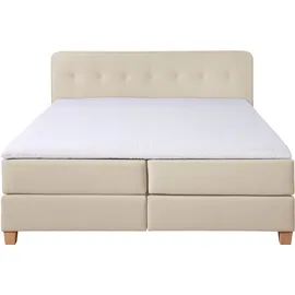 Home Affaire Boxspringbett »Fargo«, inkl. Topper, in 3 Matratzenarten, in Samt- oder Strukturstoff beige