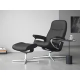 Stressless Relaxsessel STRESSLESS "Consul", grau (rock paloma), B:82cm H:102cm T:72cm, Leder PALOMA: PALOMA ist ein durchgefärbtes Semianilin-Möbelleder mit natürlicher Narbung., Sessel, Relaxsessel, mit Hocker, mit Cross Base, Größe S, M & L, Holzakzent Schwarz