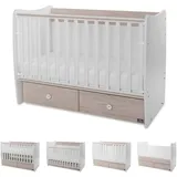 Lorelli Babybett MATRIX NEW 120 x 60 cm, 2 Ebenen, 2 Schubladen hellbran weiß