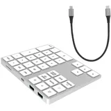 Bluetooth Nummernblock, Nummernpad, Ziffernblock, Drahtlose Tastatur Ziffernblock 34 Tasten USB Tastatur 3,7 V / 2 mA Hub Typ C USB 3.0 Ergonomische Tastatur Für