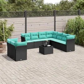vidaXL Gartenlounge-Set 10-tlg. schwarz/blau