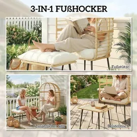 Outsunny Eiersessel Gartensessel 65 x 76 x 147 cm beige 1 St.