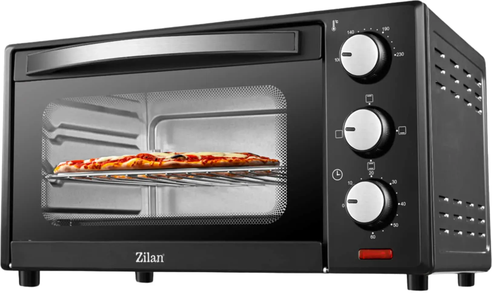 Zilan Minibackofen 15L Pizzaofen Ober- Unterhitze 60 min Timer 1200W