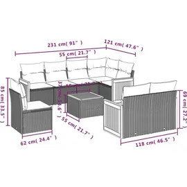 vidaXL Garten-Lounge-Set 9-tlg. grau