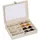 Relaxdays Brillenbox, 8 Brillen, Lederoptik, Samtbezug, Glasfenster, HxBxT: 8,5 x 33,5 x 24,5 cm, Brillenkoffer, weiß