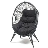 Concept-usine - Sessel Ei Auf Standfuß Aus Schwarzem Rattan-effekt-harz Jane