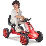 Vevor Go-Kart mit 4 Rädern Kinderfahrzeug Tretfahrzeug Tretauto 3–8 Jahren Rot
