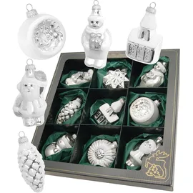 Krebs Glas Lauscha Weihnachtsornamente Figuren Silber 9-tlg. 7cm