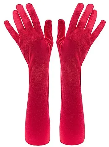 Satin-Handschuhe, rot, 55 cm