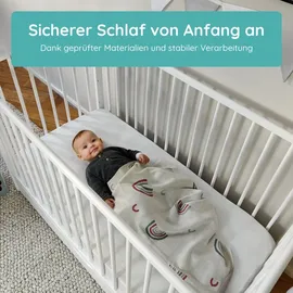 Kids Collective Babybett Kinderbett Gitterbett 60x120 höhenverstellbar & herausnehmbare Sprossen, | weiss sehr stabil Europe - weiß
