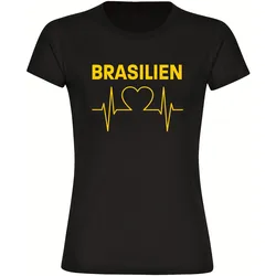 multifanshop Damen T-Shirt - Brasilien - Herzschlag - Druck grün - Frauen