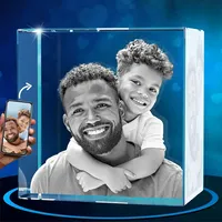 ArtPix 3D Glasfoto, personalisiertes Geschenk mit Ihrem eigenen Foto, 3D-Laser-geätztes Bild, gravierter Diamantkristall, Gedenk-Geburtstagsgeschenke für Mama, Papa, Männer, Frauen