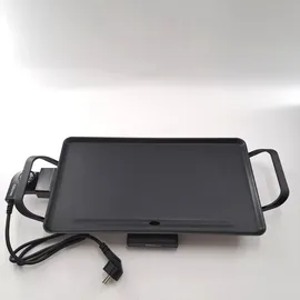 Tristar Slim M – Großzügige Backfläche von 46 x 26 cm – Antihaftbeschichtung – Abnehmbare Cool-Touch Griffe – Einstellbarer Thermostat – Leicht zu reinigen – BP-2667 Tischgrill Silber, Schwarz