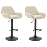TPFLiving 2er Set Barhocker Bragnum Gestell schwarz Kunstleder Creme