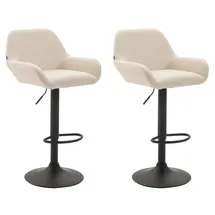 TPFLiving 2er Set Barhocker Bragnum Gestell schwarz Kunstleder Creme