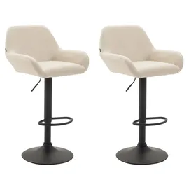 TPFLiving 2er Set Barhocker Bragnum Gestell schwarz Kunstleder Creme