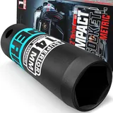 KIRXST Schlagschrauber Nüsse 1/2 Zoll, SW 14 mm Kraft-Steckschlüssel-Einsatz, CR-V Schlagschraubereinsatz Radschrauben Nuss, 78 mm Lang