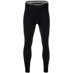 bugatti Herren Lange Unterhose - Feinripp, Eingriff, Baumwolle, einfarbig Schwarz M