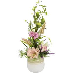 Kunstblume I.GE.A. "Gesteck aus Hortensien und Dahlien", rosa, B:20cm H:47cm L:20cm, Polyester, Kunstpflanzen