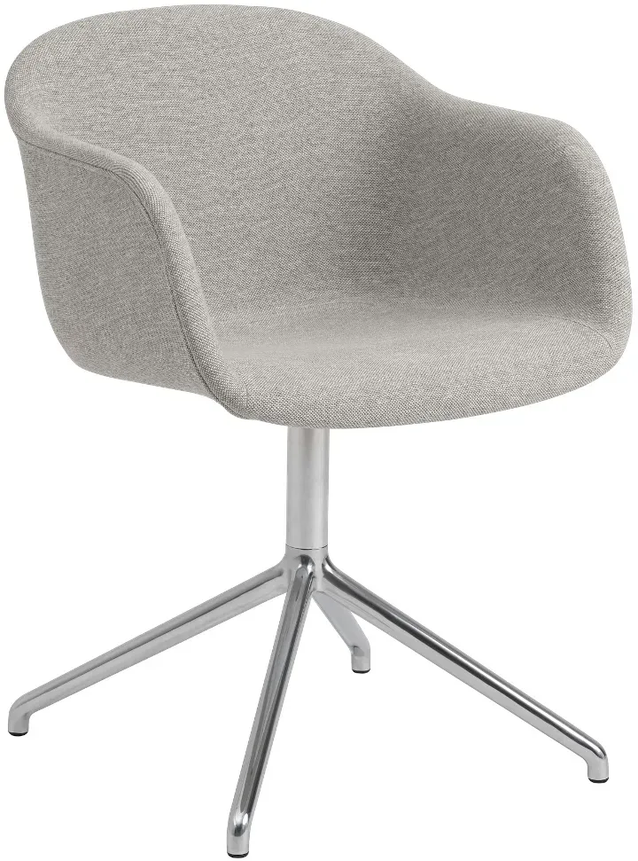 Muuto Fiber Armchair, swivel base with return, clay 12 / polished aluminium
