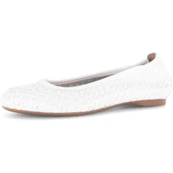 Ballerina GABOR, Damen, Gr. 38,5, weiß, Glattleder, unifarben, geflochten, klassisch, Schuhe, Schlupfschuh, Frühlingsschuh, Businessschuh mit tollem Flechtmuster