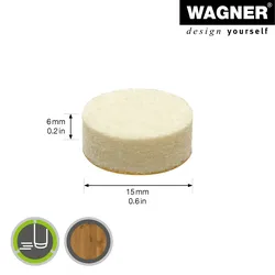 WAGNER Softfilz Pads 16tlg. - Ø 15 x 6 mm, selbstklebend, als Filzgleiter, Schutzpads oder zum Basteln - 15121699